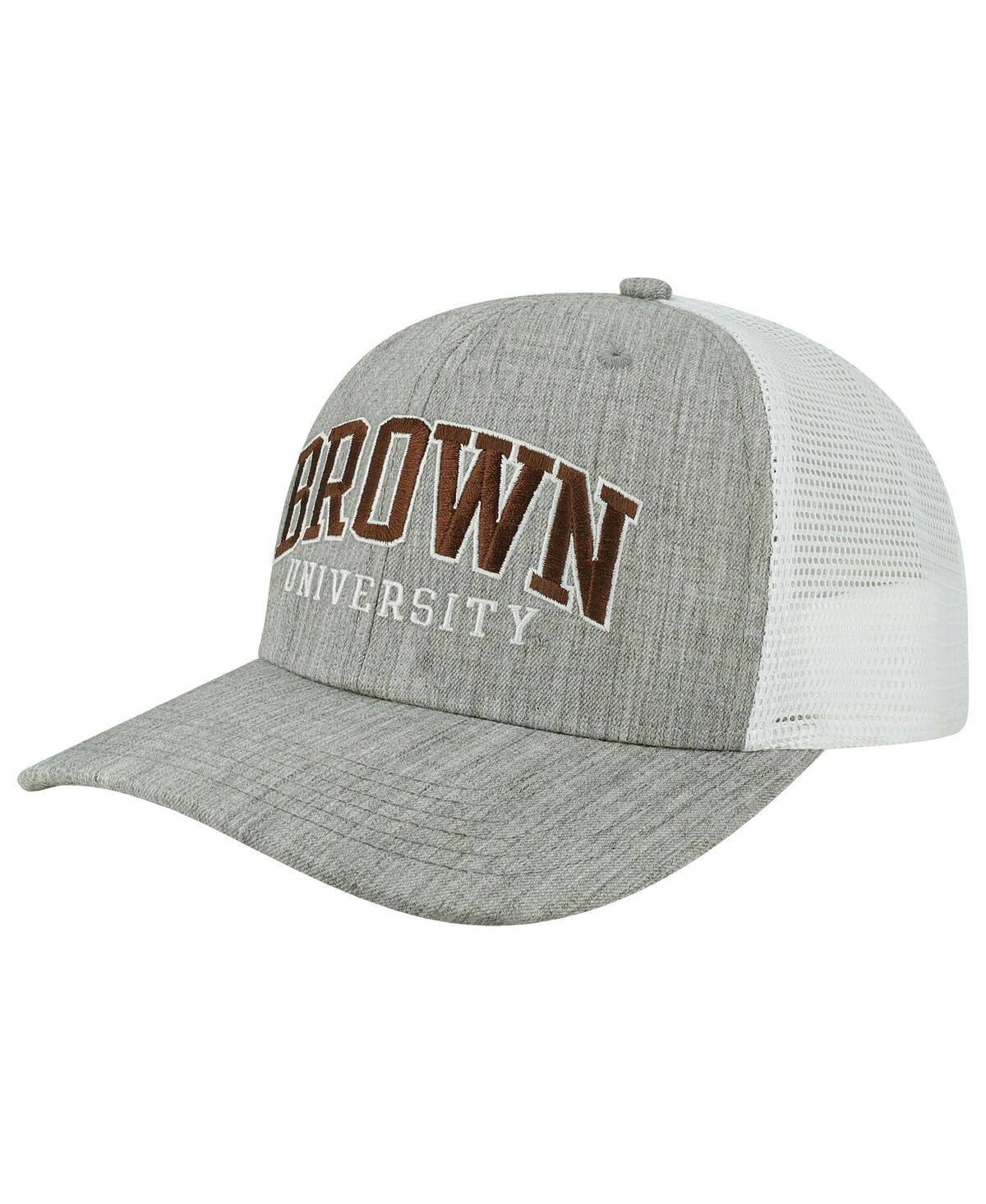 LEGACY ATHLETIC MEN'S HEATHER GRAY, WHITE BROWN BEARS ARCH TRUCKER SNAPBACK HAT 