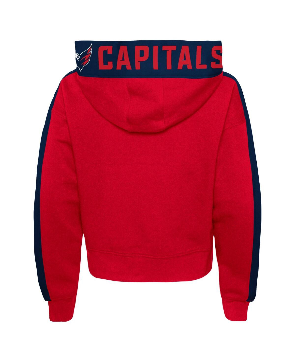 Outerstuff Girls Youth Red Washington Capitals Record Setter Pullover Hoodie In Red
