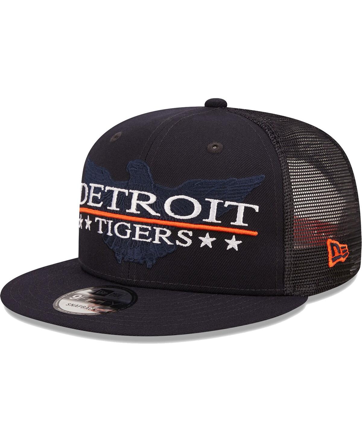 New Era Men's  Navy, Black Detroit Tigers Patriot Trucker 9fifty Snapback Hat In Navy,black