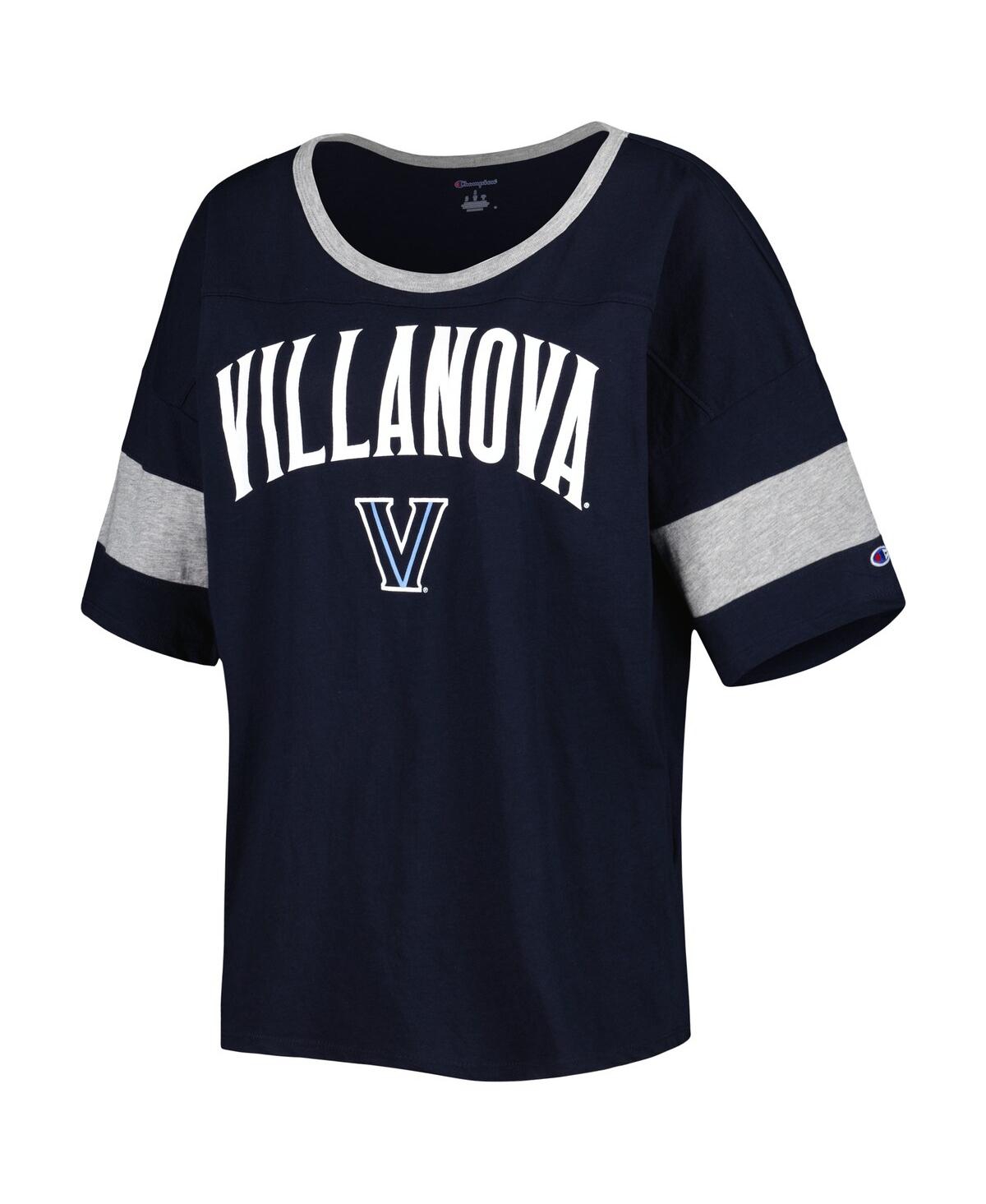 Shop Champion Women's  Navy Villanova Wildcats Jumbo Arch Striped Half-sleeve T-shirt