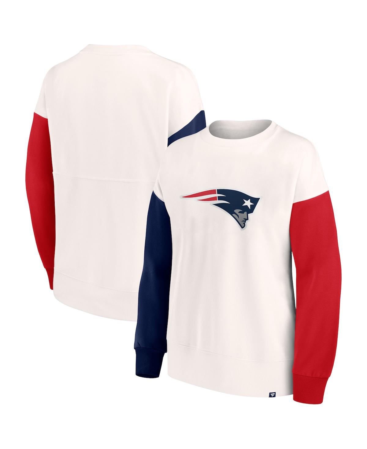 Fanatics Branded White New England Patriots Colorblock Primary Logo Pullover Sweatshirt In White