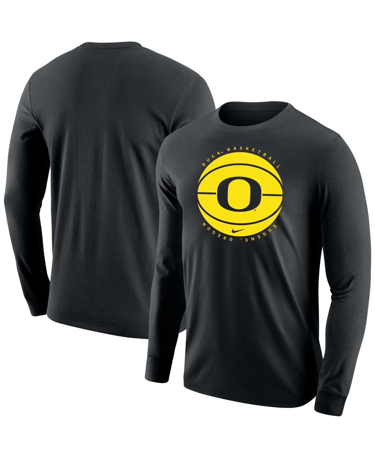 Shop Nike Men's  Black Oregon Ducks Basketball Long Sleeve T-shirt