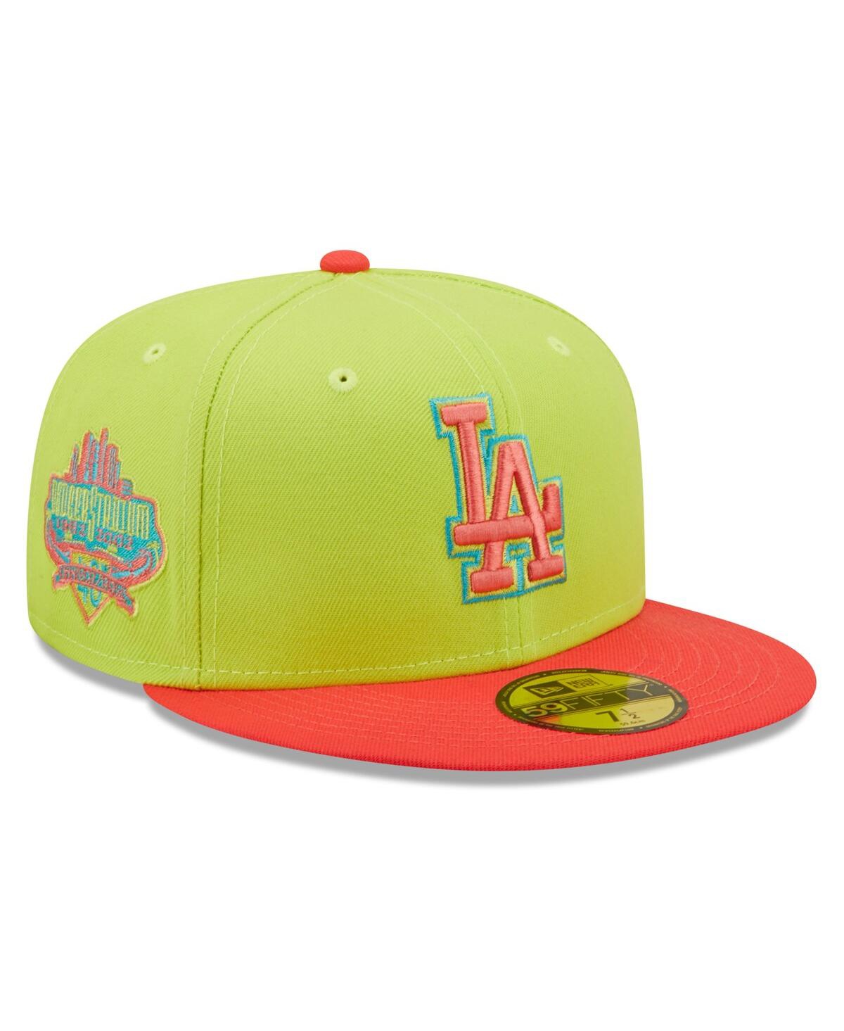 NEW ERA MEN'S NEW ERA GREEN, RED LOS ANGELES DODGERS CYBER HIGHLIGHTER 59FIFTY FITTED HAT 