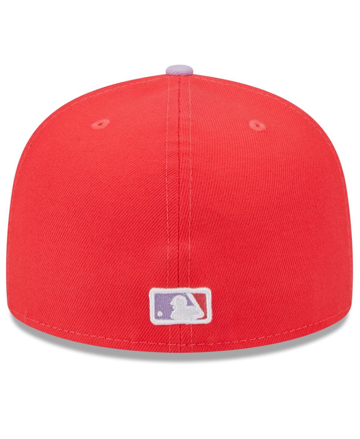 New Era Men's  Red, Lavender New York Yankees Spring Color Two-tone 59fifty Fitted Hat In Red,lavender