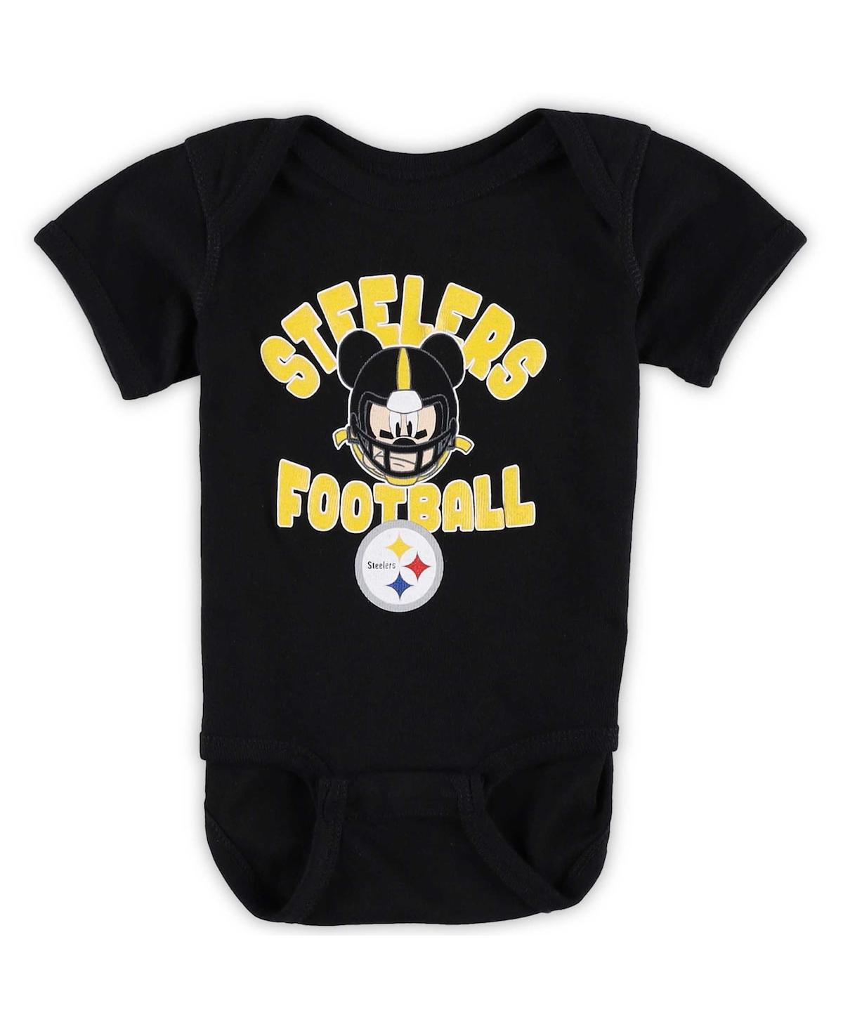 Outerstuff Babies' Newborn And Infant Boys And Girls Black Pittsburgh Steelers Disney Lil Champ Bodysuit
