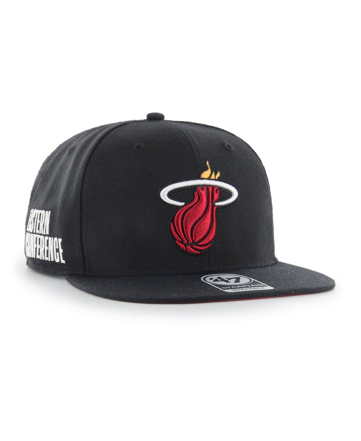 Men's '47 BrandMiami Heat Sure Shot Captain Snapback Hat - Black
