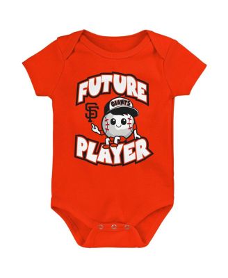 Infant Boys and Girls Orange, Black, White San Francisco Giants Minor League Player Three-Pack Bodysuit Set