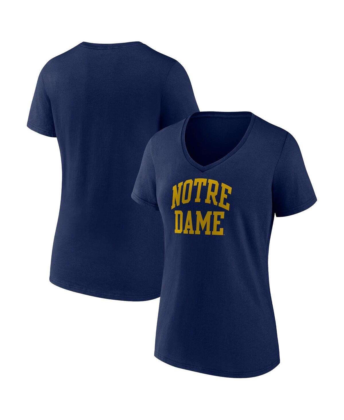 Fanatics Women's  Navy Notre Dame Fighting Irish Basic Arch Long Sleeve V-neck T-shirt