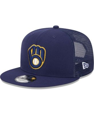 Men's Navy Milwaukee Brewers Team Color Trucker 9FIFTY Snapback Hat