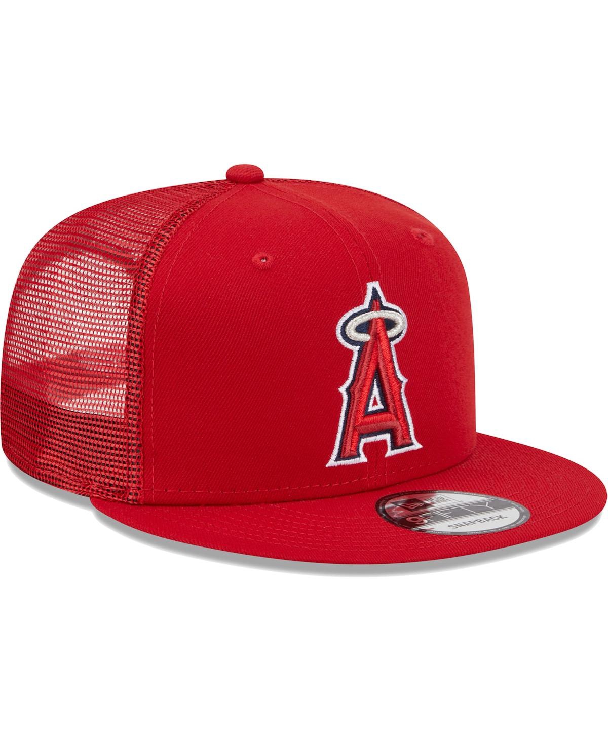 Men's New EraLos Angeles Angels Team Color Trucker 9FIFTY Snapback Hat - Red