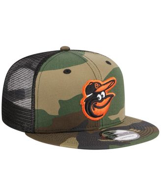 Men's Camo Baltimore Orioles Woodland Camo Trucker 9FIFTY Snapback Hat