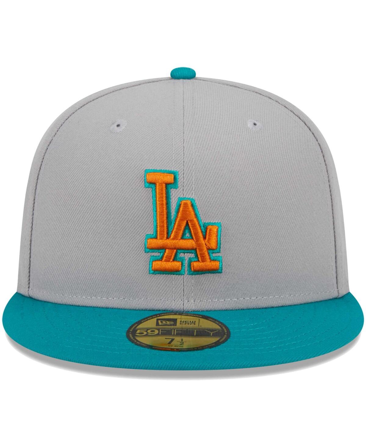 Shop New Era Men's  Gray, Teal Los Angeles Dodgers 59fifty Fitted Hat In Gray,teal