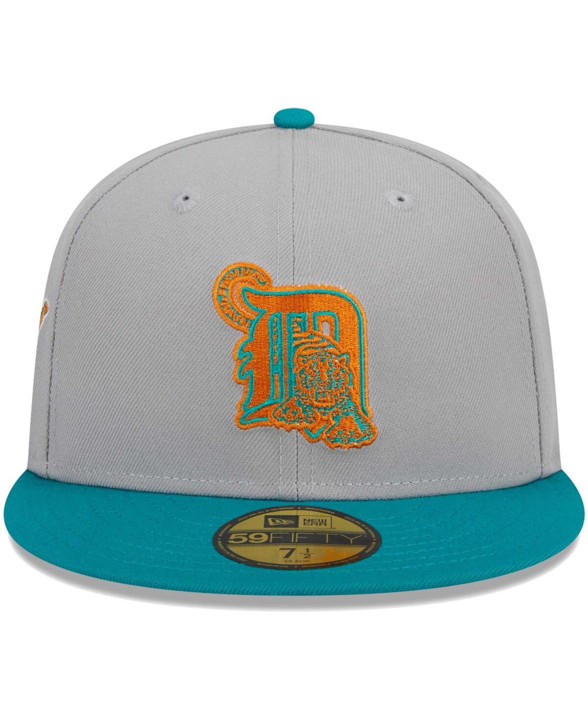 NEW ERA MEN'S NEW ERA GRAY, TEAL DETROIT TIGERS 59FIFTY FITTED HAT 