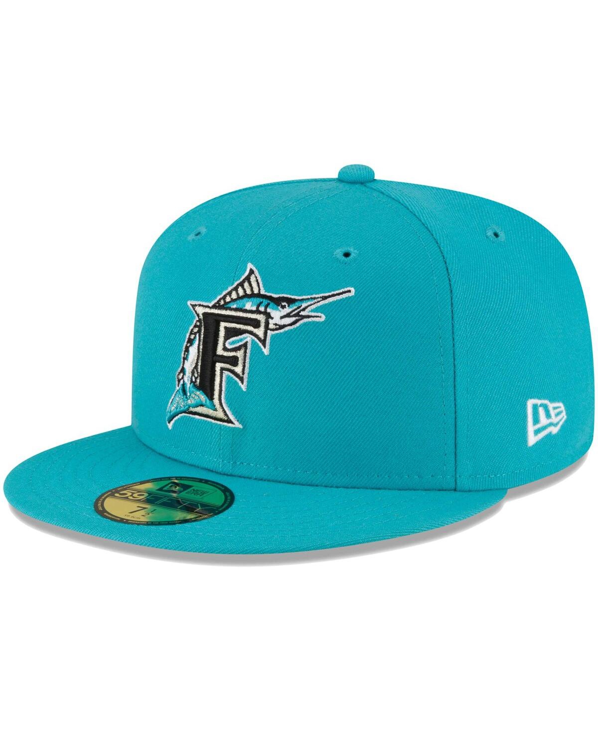 Shop New Era Men's  Teal Florida Marlins Cooperstown Collection Turn Back The Clock 59fifty Fitted Hat