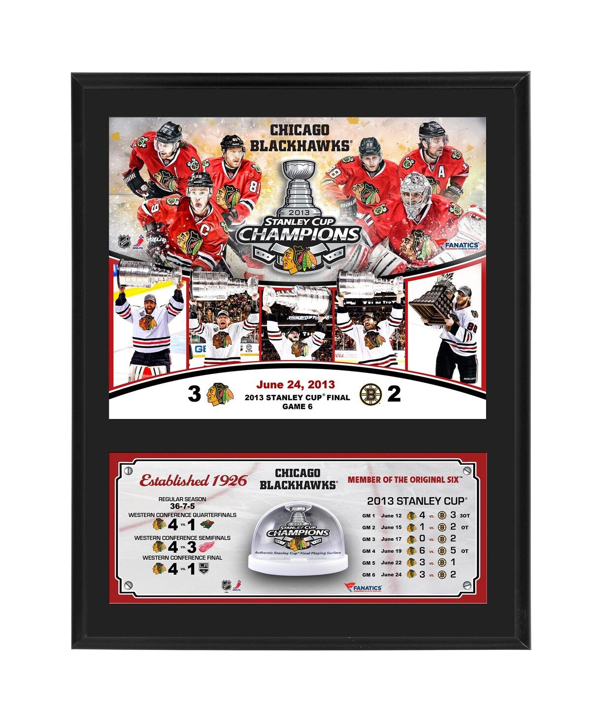 Fanatics Authentic Chicago Blackhawks 2013 Nhl Stanley Cup Final Champions 12'' X 15'' Sublimated Plaque With Game-used In Multi