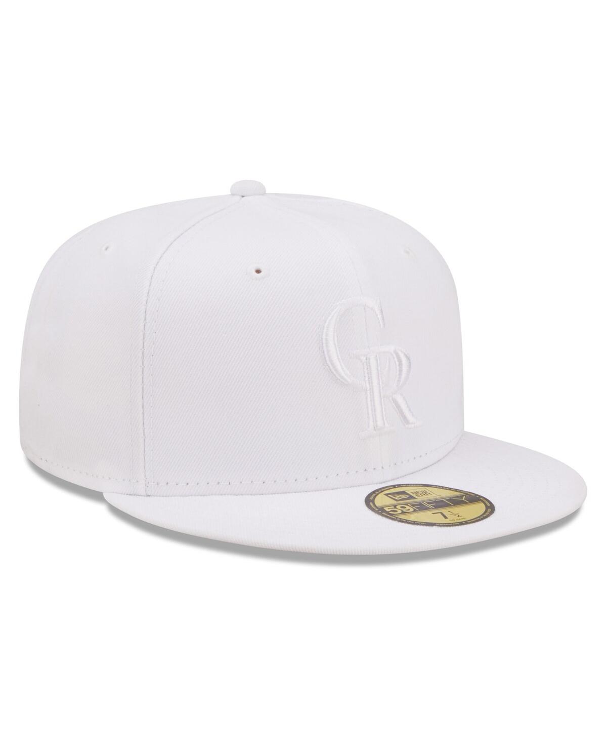 Shop New Era Men's  Colorado Rockies White On White 59fifty Fitted Hat