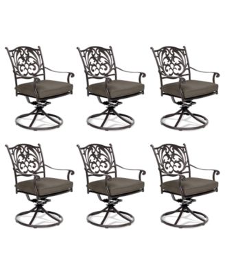 Agio - Set of 6 Chateau Aluminum Outdoor Dining Swivel Rockers with Outdoor Cushion, Created for Macy's