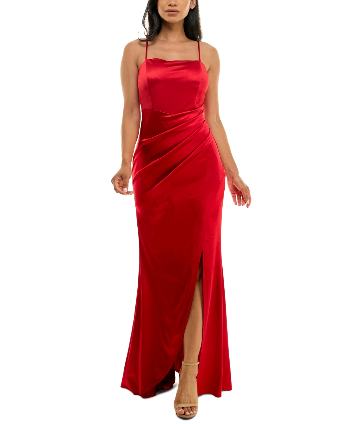 Juniors' Pleated Gown - Royal