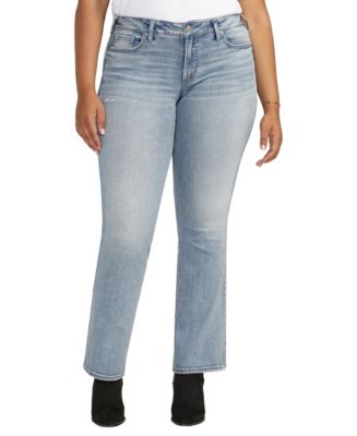 Silver Jeans Co. Plus Size Britt Low Rise Curvy Fit Slim Bootcut Jeans -  Macy's