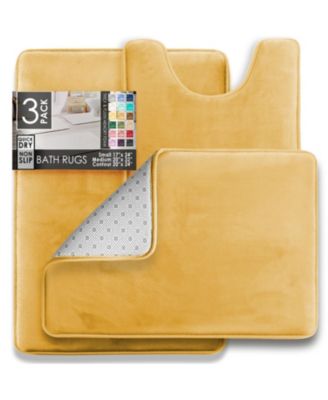3 Piece Ultra Soft Non-Slip Plush Memory Foam Bath Rug Set - Small, Large & Contour