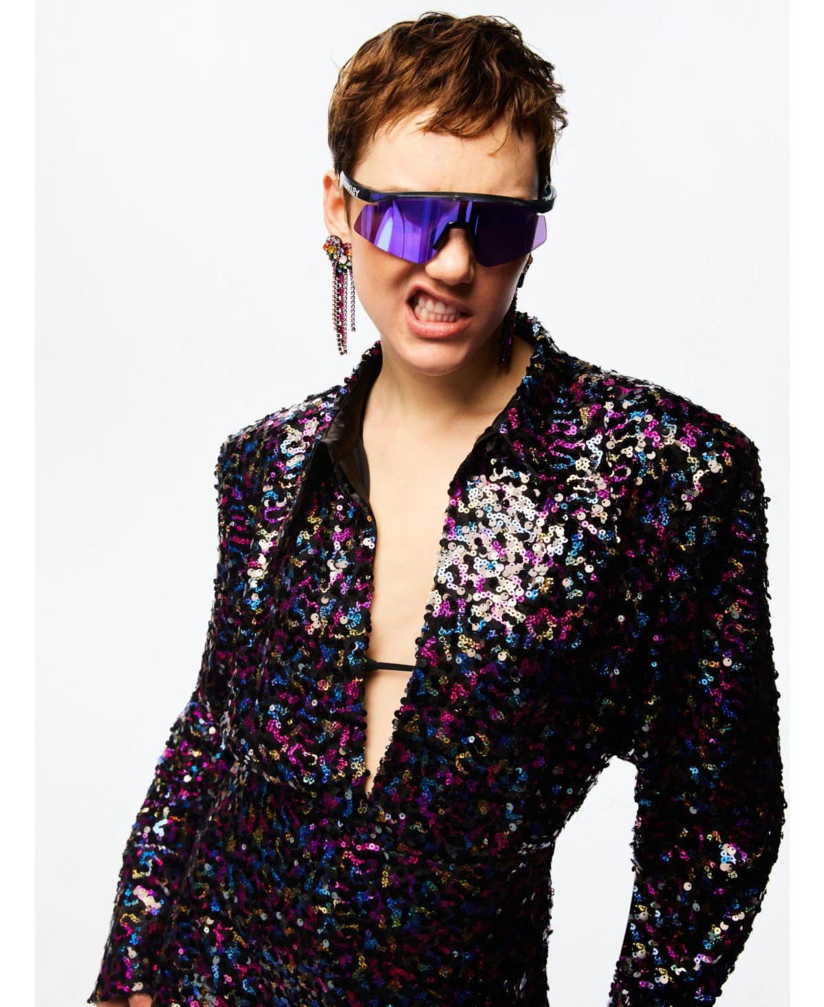 Nocturne Women's Multicolor Sequined Shirt - Multi-colored