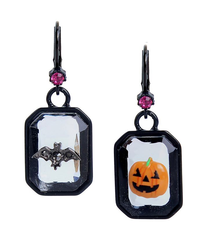 Betsey Johnson Orecchini Pendente Scheletro Halloween, Glow Dark, Multicolore