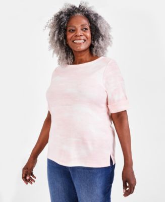 売れ筋商品|||スタイルアンドコー カットソー トップス レディース Plus Size Printed Elbow-Sleeve Top, Exclusively at Macy's Dinner White Style & Co Plus Size Printed Elbow-Sleeve Top, Created for