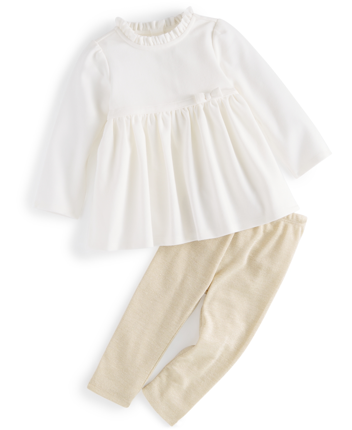 First Impressions Baby Girls Peplum Tunic And Leggings, 2 Piece Set, Created For Macy's In Angel White
