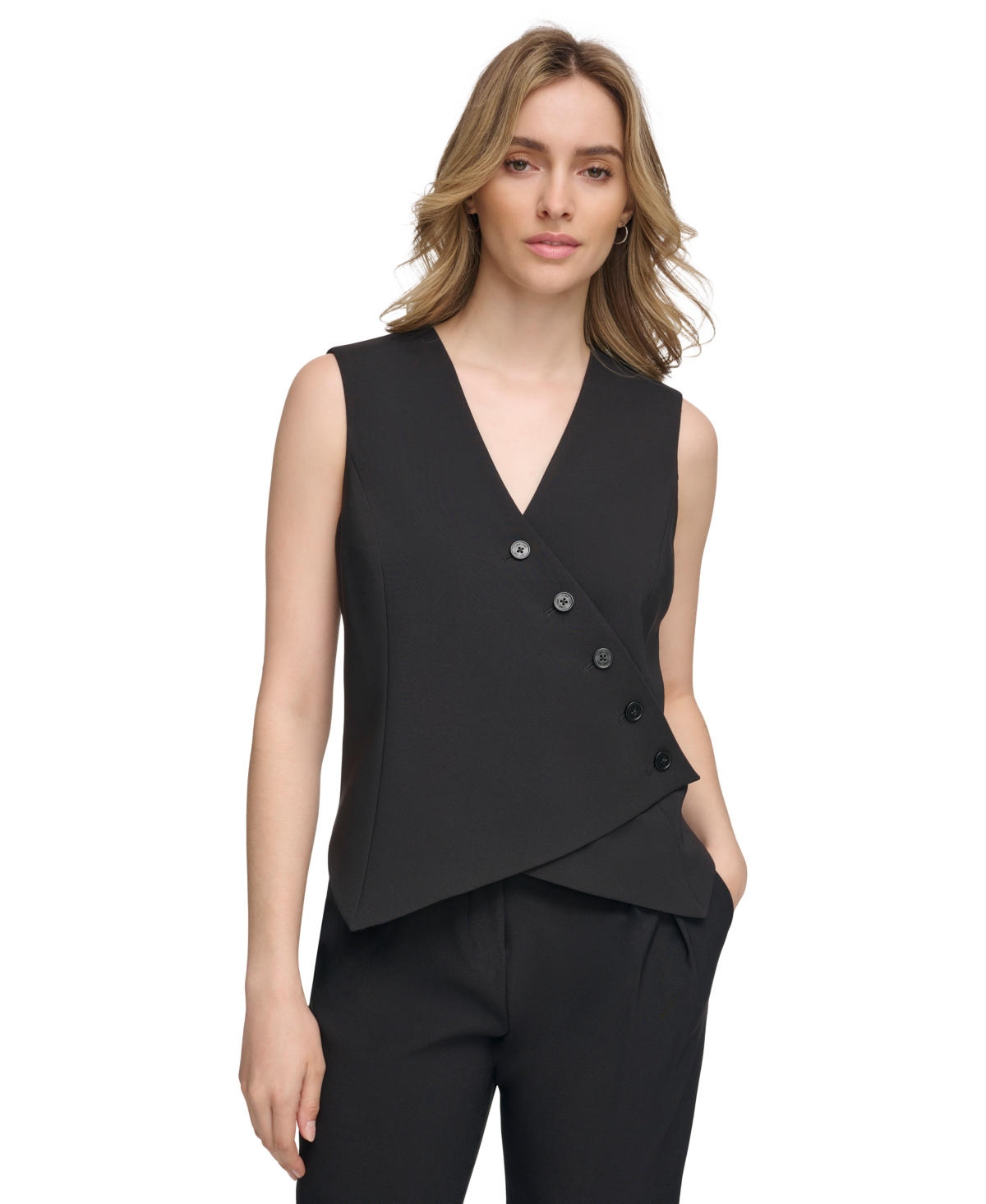 CALVIN KLEIN WOMEN'S X-FIT ASYMMETRICAL-BUTTON VEST 