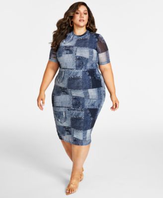 Nina Parker - Trendy Plus Size Mesh Midi Dress, Created for Macy's