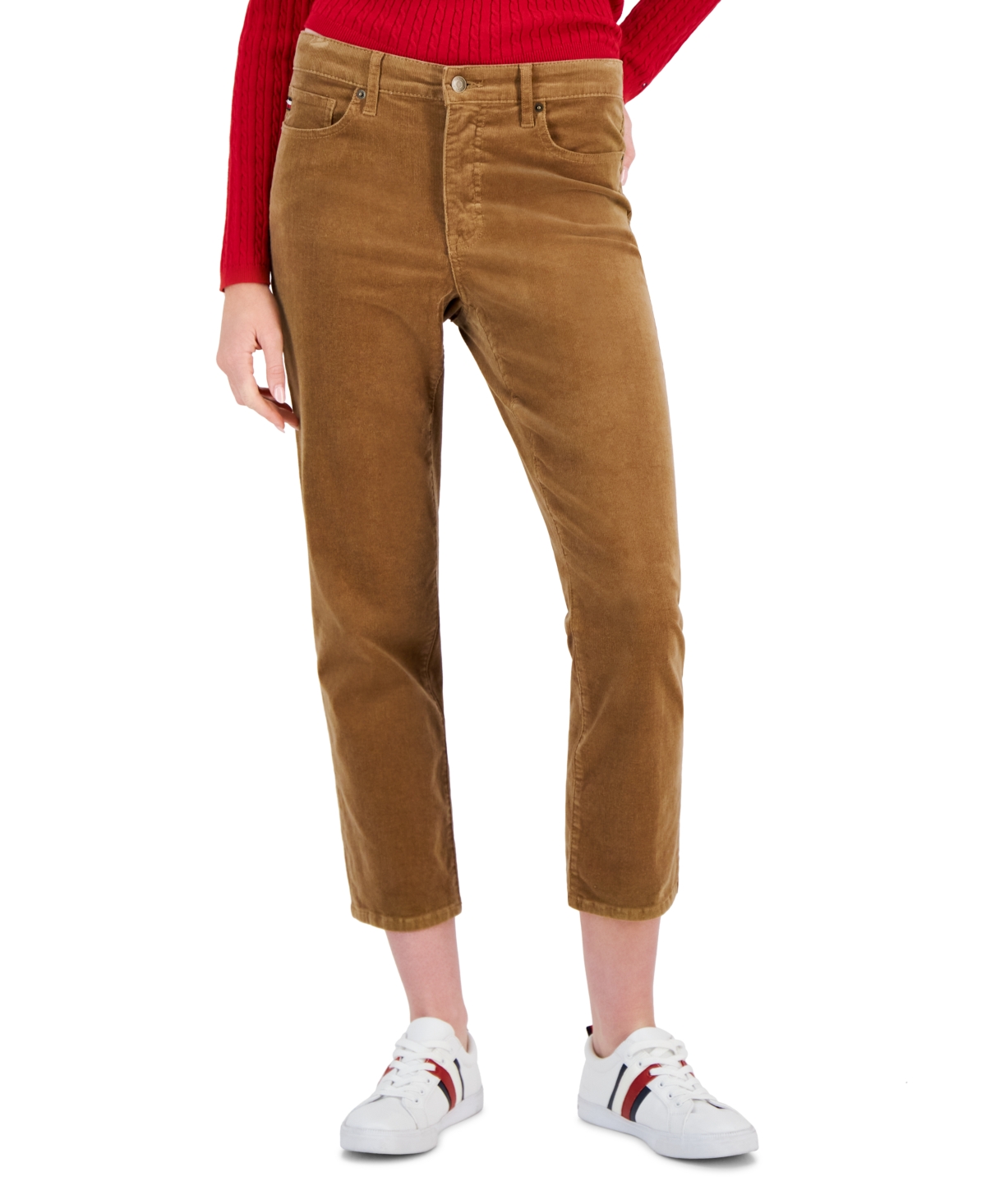 Tommy Hilfiger Women's Mid-rise Corduroy Ankle Pants In Tigers Eye