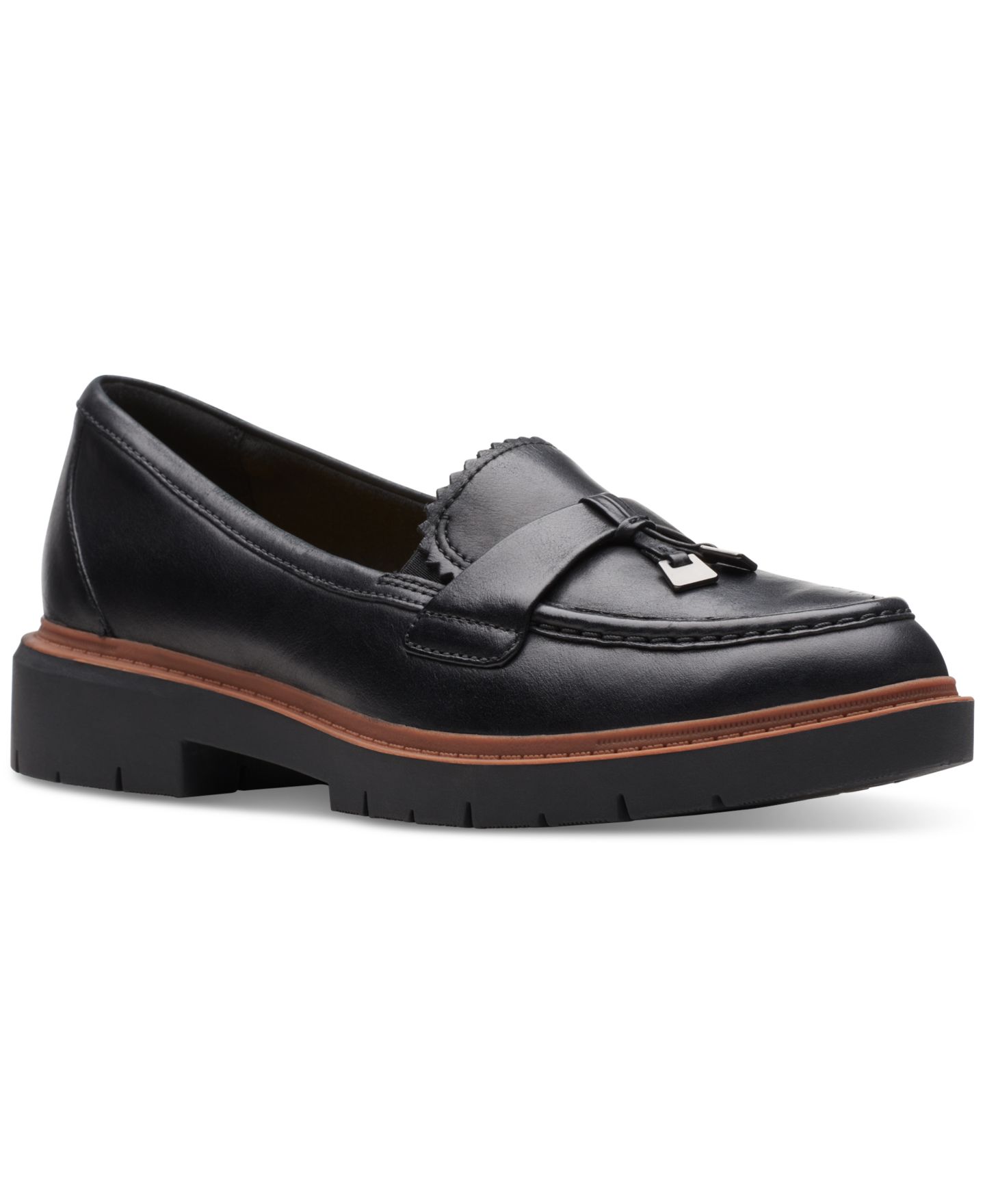 Женские туфли Clarks Westlynn Bella Lug-Sole Comfort, цвет: Чёрный кожаный — фото 1