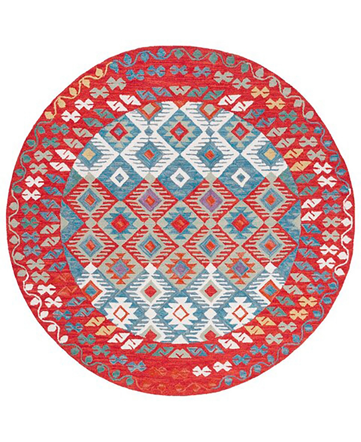 Safavieh Aurora APN414 7' x 7' Round Area Rug - Red, Blue