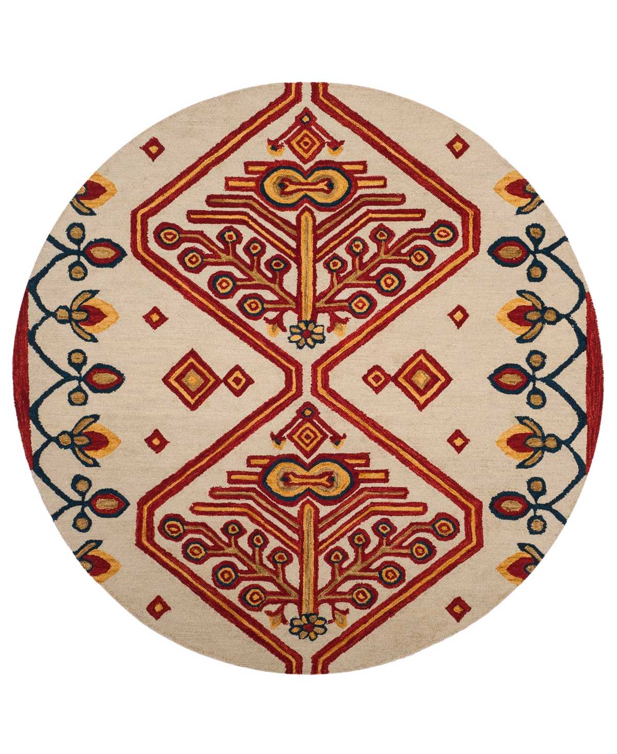 Safavieh Aurora APN703 7' x 7' Round Area Rug - Ivory, Red