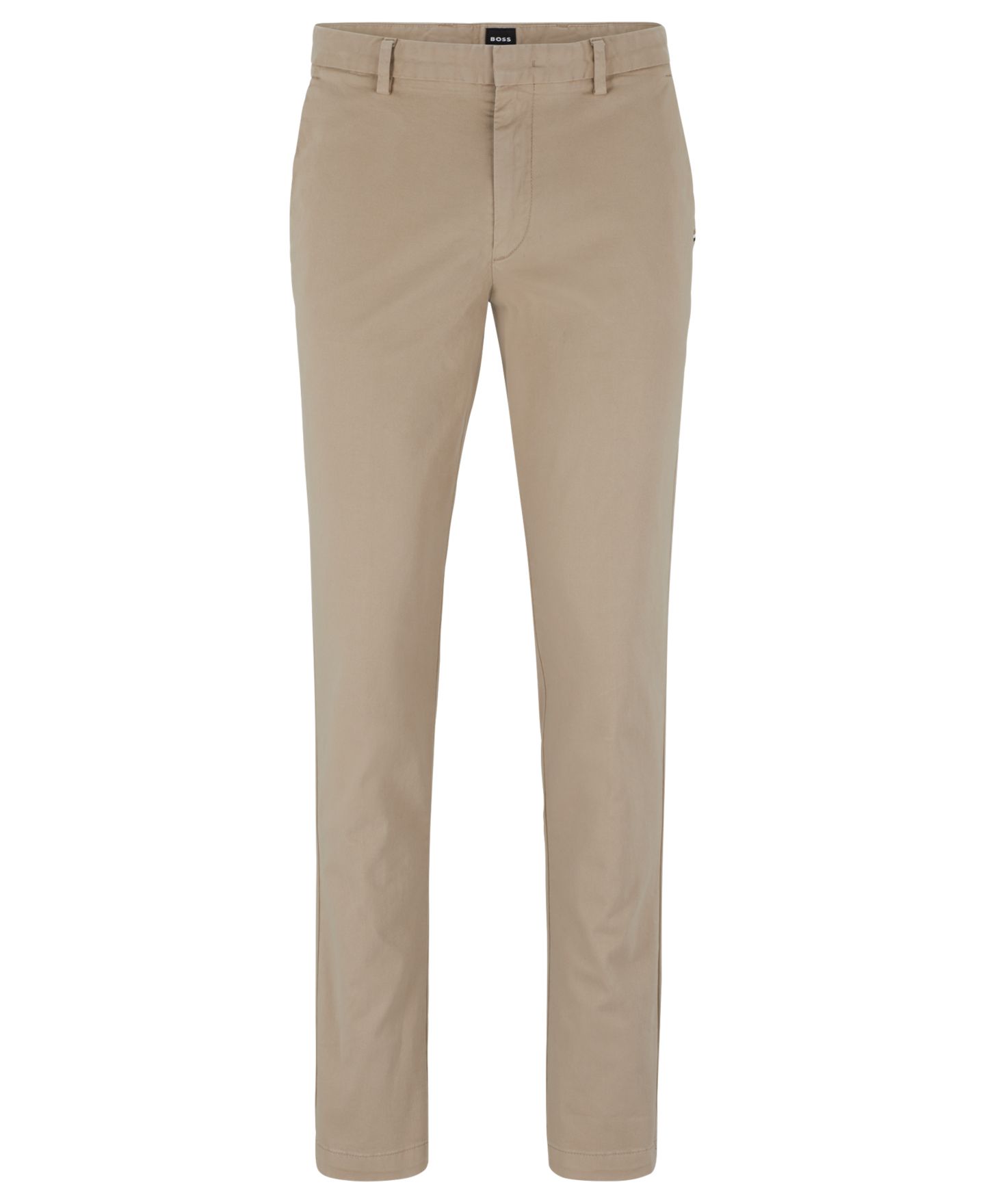 Мужские брюки Hugo Boss Stretch-Cotton Gabardine Slim-Fit Chinos, цвет: Бежевый — фото 3