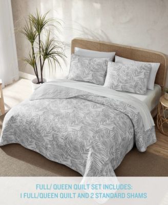 Tommy Bahama Home Palmday Cotton Reversible 3 Piece Quilt Set, Full ...