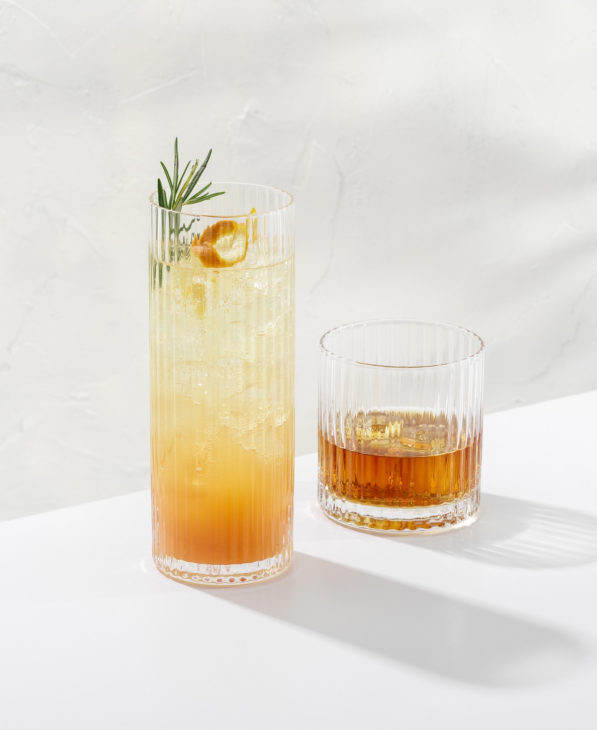 JoyJolt Elle Fluted Double Old Fashioned Glasses, Set of 2