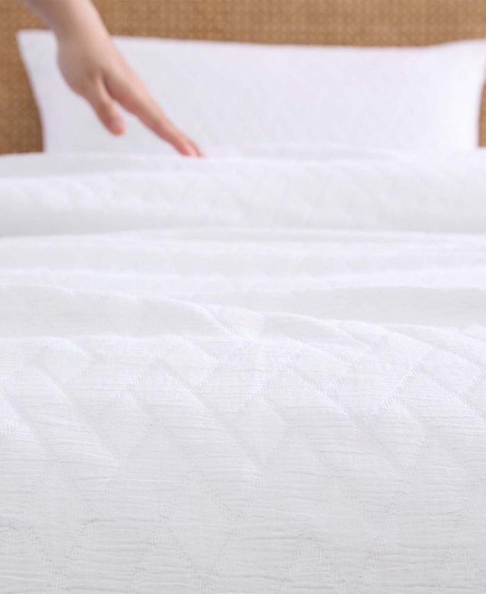 Tommy Bahama Home Wicker Woven Solid 3 Piece Duvet Cover Set, Full