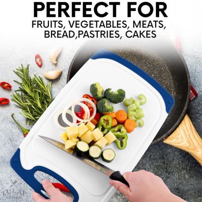 3 Piece Set Non Slip Kitchen Cutting Board With Juice Groove