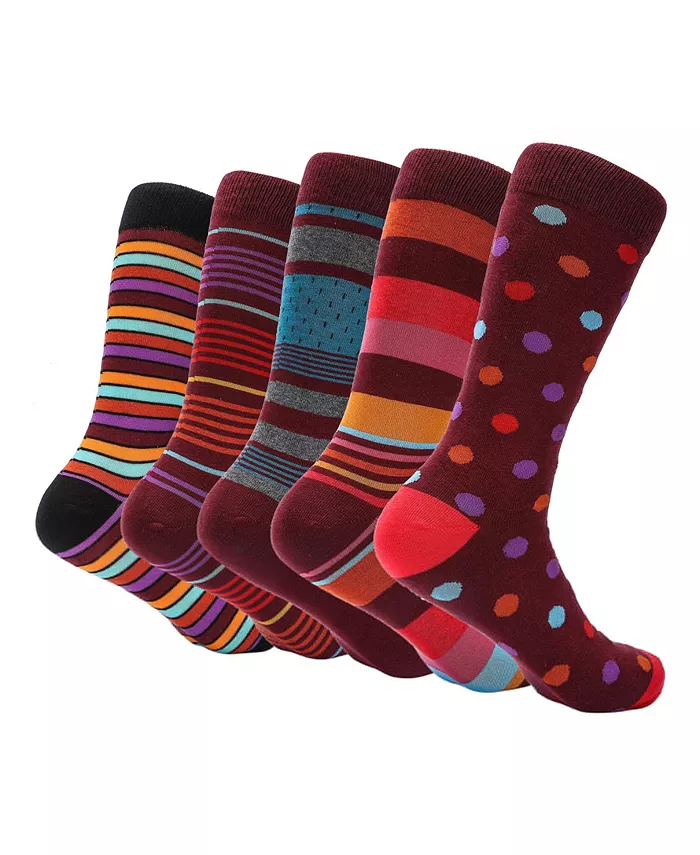 Men's Morning Maroon Crew Socks 5 Pack - thumbnail 2