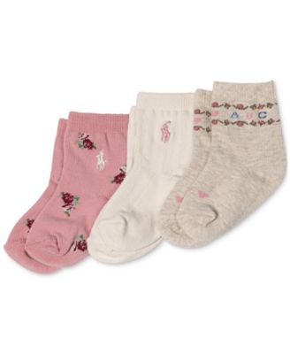 Polo Ralph Lauren - Baby Girls Novelty Crew Socks, Pack of 3