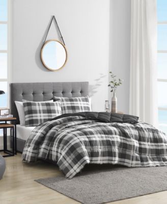 Cross View Plaid Brushed Micro Suede Comforter Sets