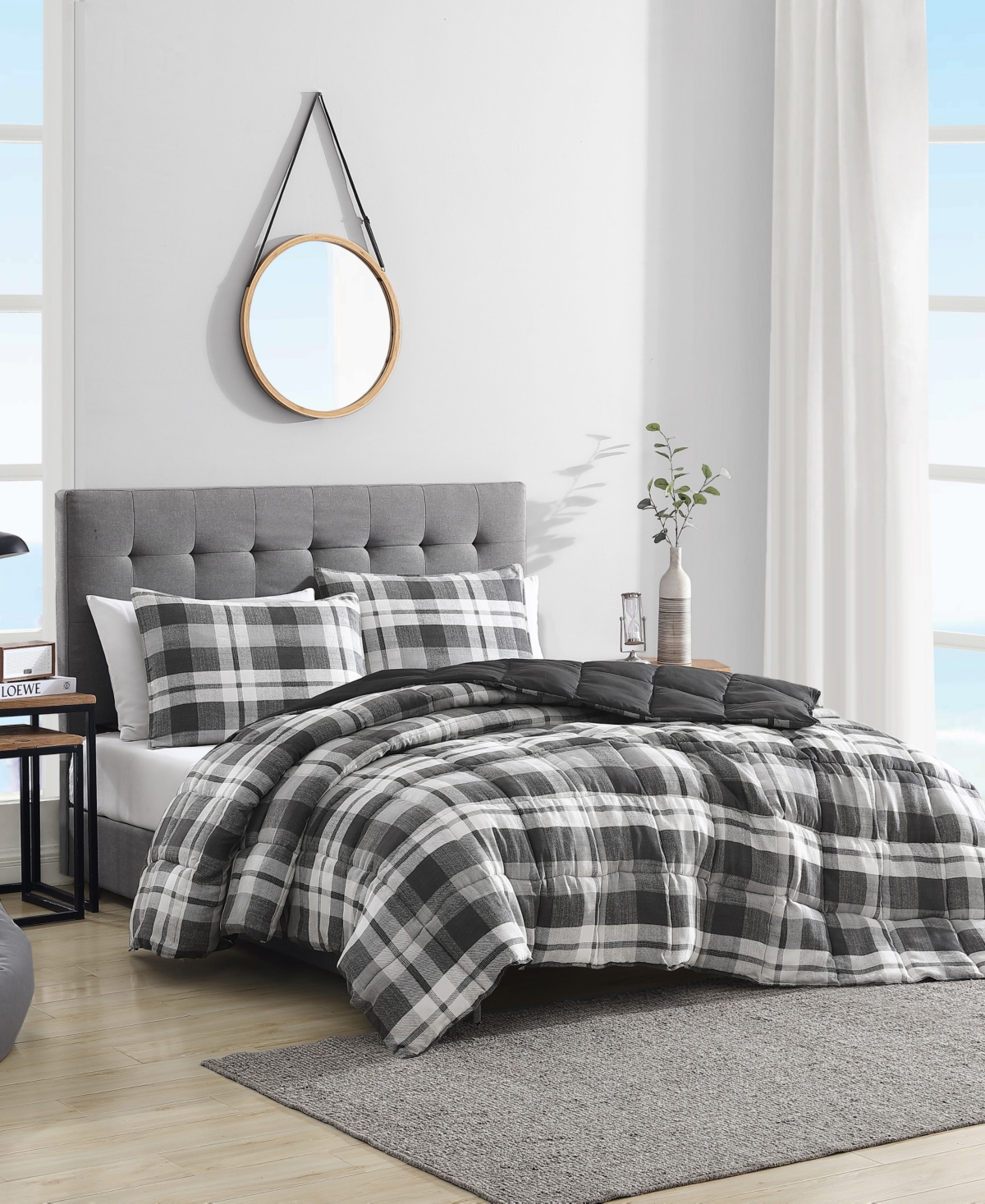 Nautica Cross View Plaid Brushed Micro Suede 3 Piece Comforter Set