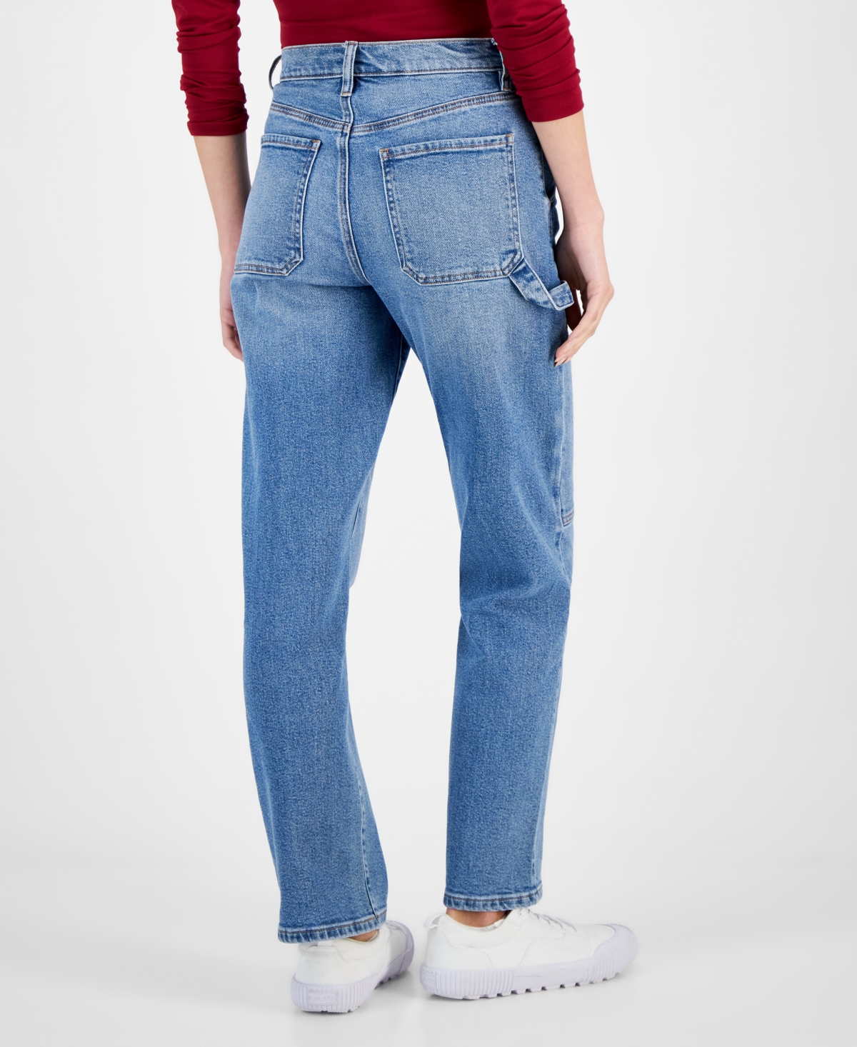 Shop And Now This Women's Utility Straight Leg Jeans In Medium Wash
