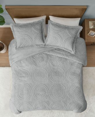 Arya Embroidered Medallion Faux Fur 3-Pc. Comforter Set, King/California King