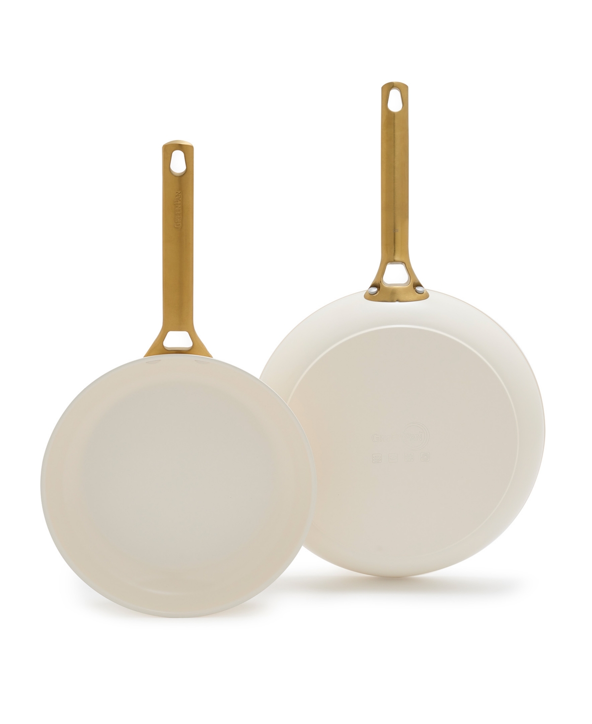 Shop Greenpan Reserve Hard Anodized Aluminum, Stainless Steel 2 Piece Nonstick Frying Pan Set In Cream
