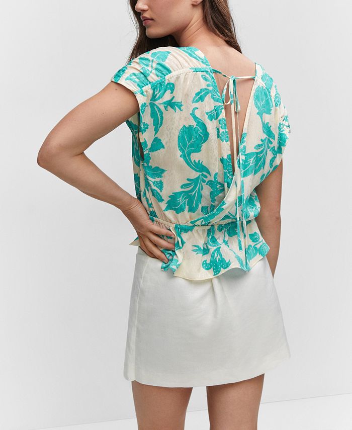 MANGO Women's Wrap Floral Blouse Macy's
