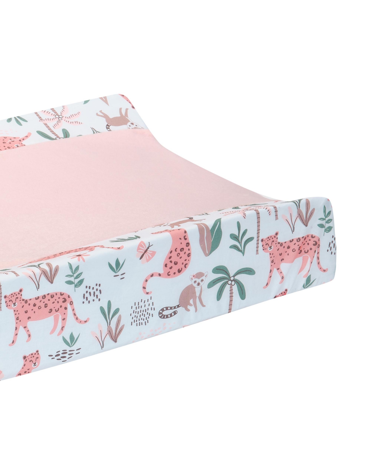 Lambs & Ivy Enchanted Safari Animals Pink/White Jungle Changing Pad Cover