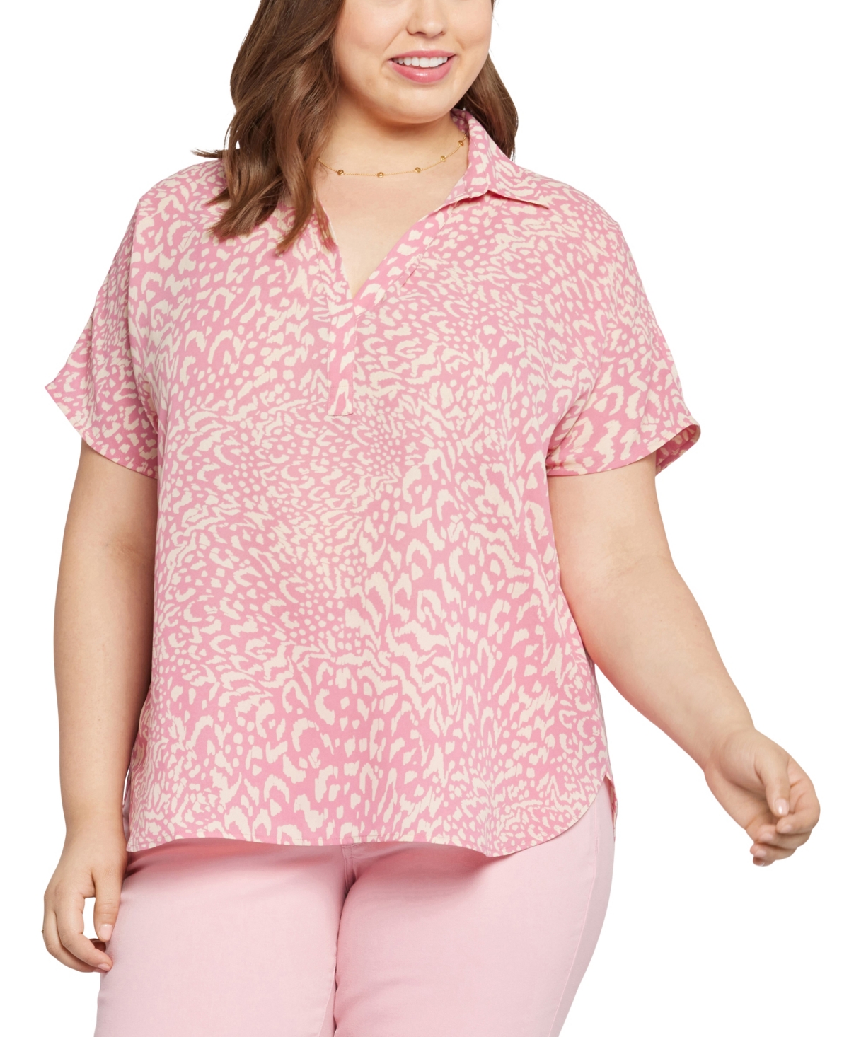 Shop Nydj Plus Size Becky Short Sleeved Blouse In Alana