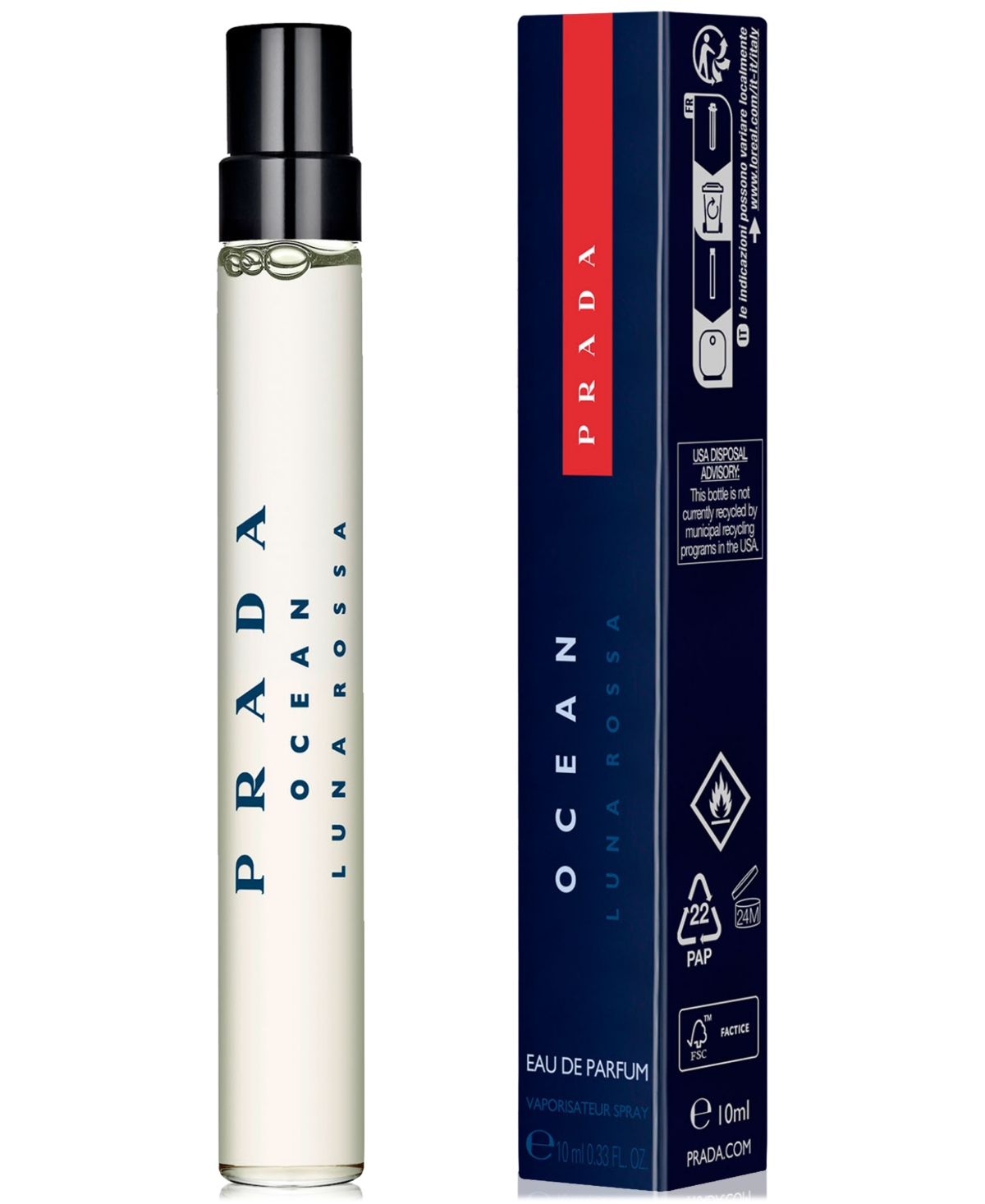 Shop Prada Men's Luna Rossa Ocean Eau De Parfum Travel Spray, 0.33 Oz. In No Color